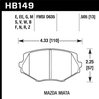 Hawk Performance HPS Street Front Brake Pads | 1994-2005 Mazda Miata (HB149F.505)