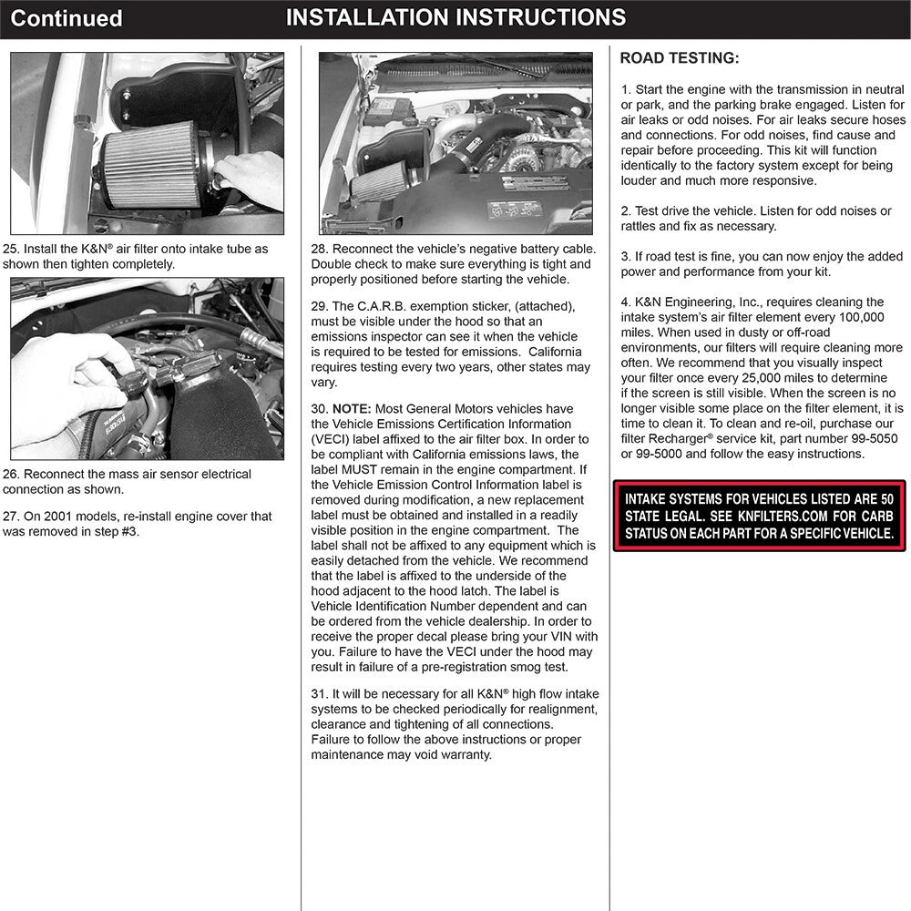 K&N 01-04 Chevy Silverado HD V8-6.6L Performance Intake Kit | Chevrolet Silverado HD (01-04) (57-3034)