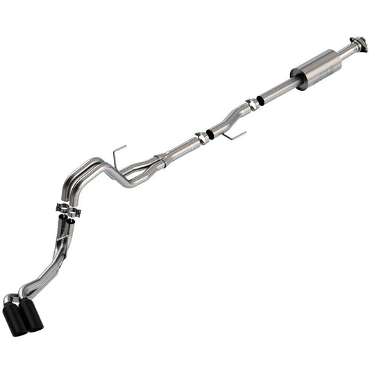 Borla 3" Dual Side Exit Cat-Back | Ford F-150 (21) 2.7L/3.5L | CC SB EC STB Lar/KingR/Plnm/LTD 3/2.25 DSE S-Type BLK CHR Tips (140871BC)