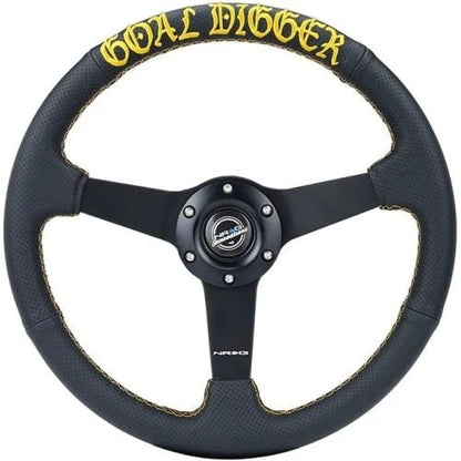 NRG 350MM FLAT STEERING WHEEL LEATHER