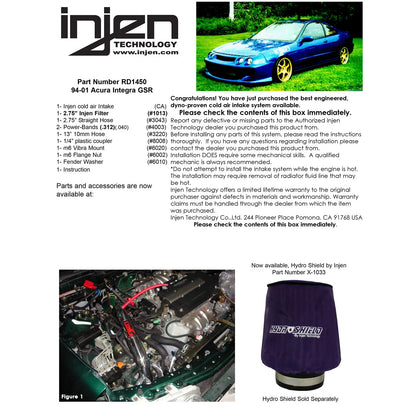 Injen Cold Air Intake System | 1994 - 2001 Acura Integra (RD1450BLK)