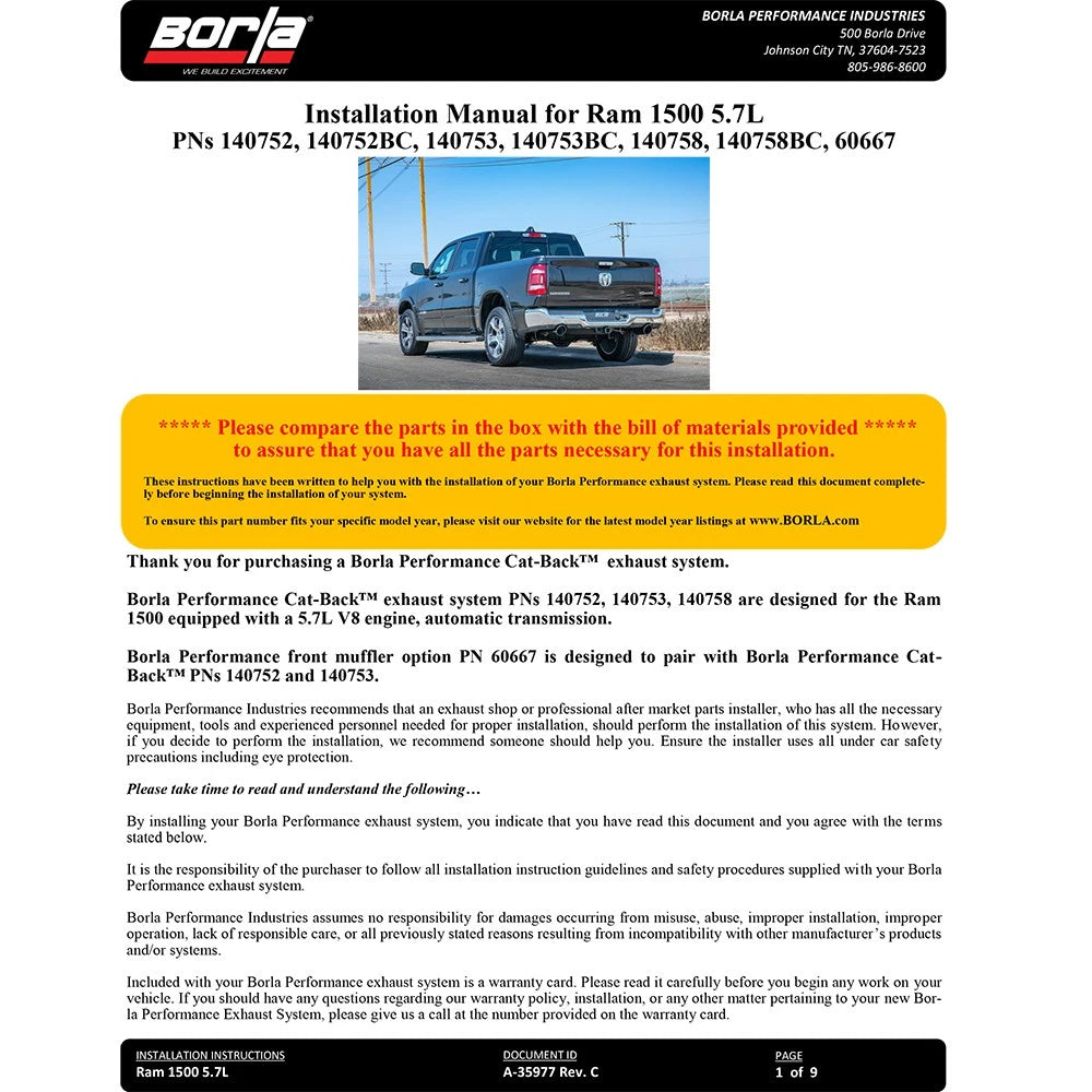 Borla Cat-Back Exhaust System - ATAK | Multiple Fitments (140753)
