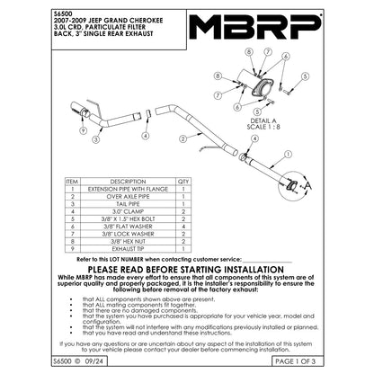 MBRP 3in. Filter Back Single Rear Exit | Jeep 3.0L (07-09) (S6500409)