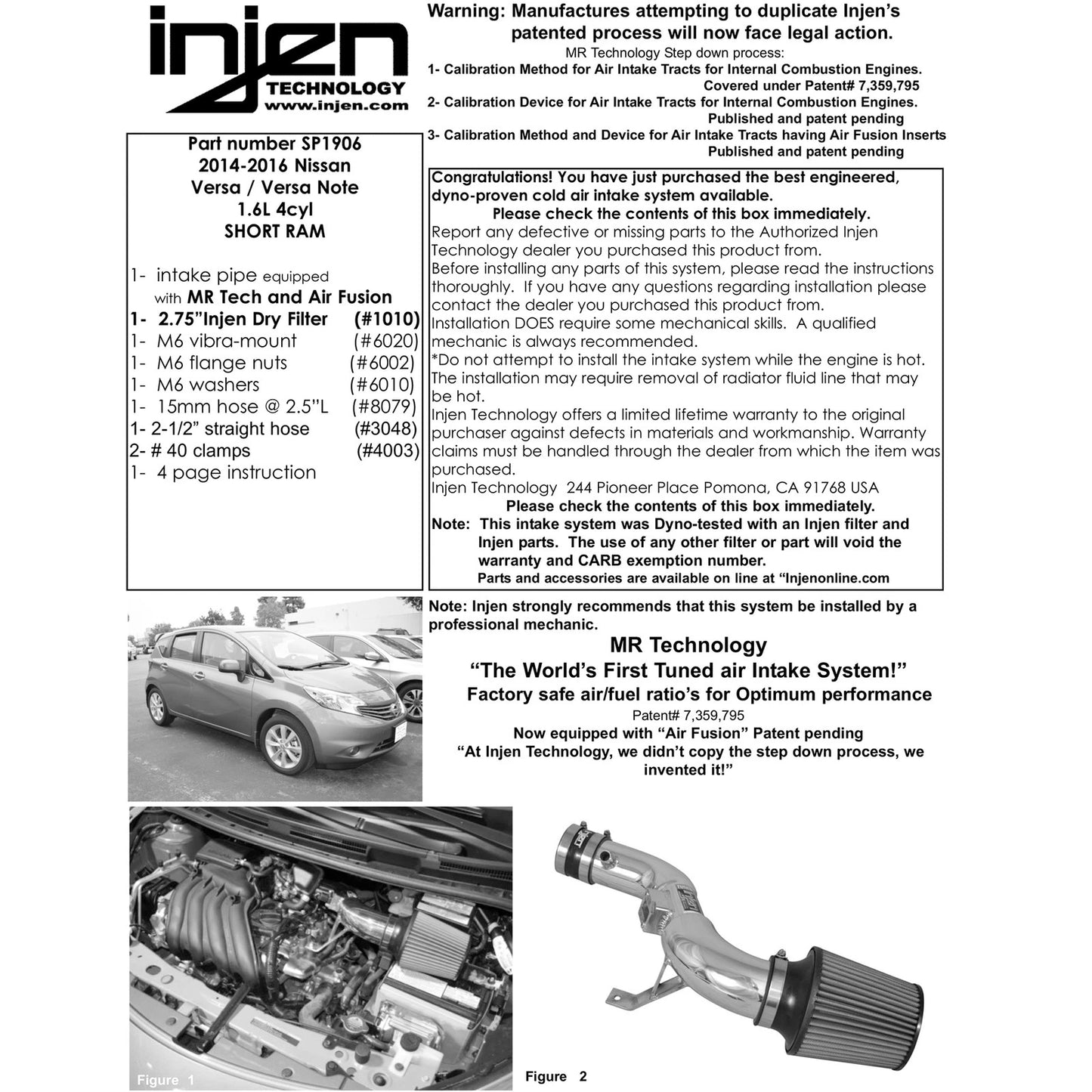 Injen Short Ram Intake | Nissan Versa Note (06-19) / VW Eos (06-16) (SP1906P)