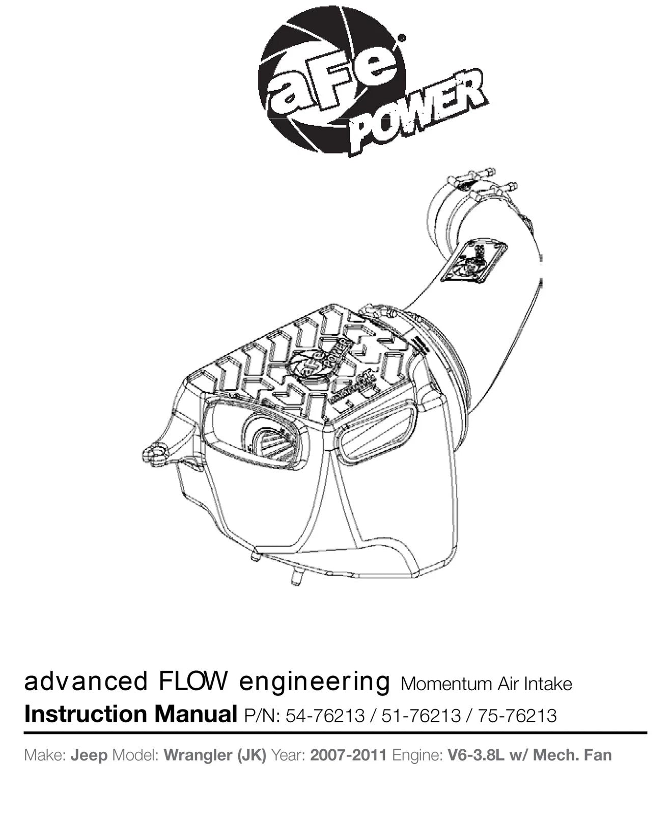 aFe Momentum GT Cold Air Intake System w/ Pro 5R Media | Jeep Wrangler (07-11) (54-76213)
