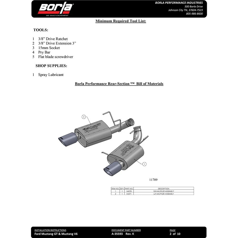 Borla Axle-Back Exhaust System - ATAK | 2011-2012 Ford Mustang 5.0L (11791)