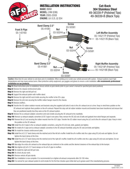 aFe MACH Force-Xp 2.5in SS Cat-Back BMW Z4 M Coupe/Roadster (05-08) (49-36339-P)