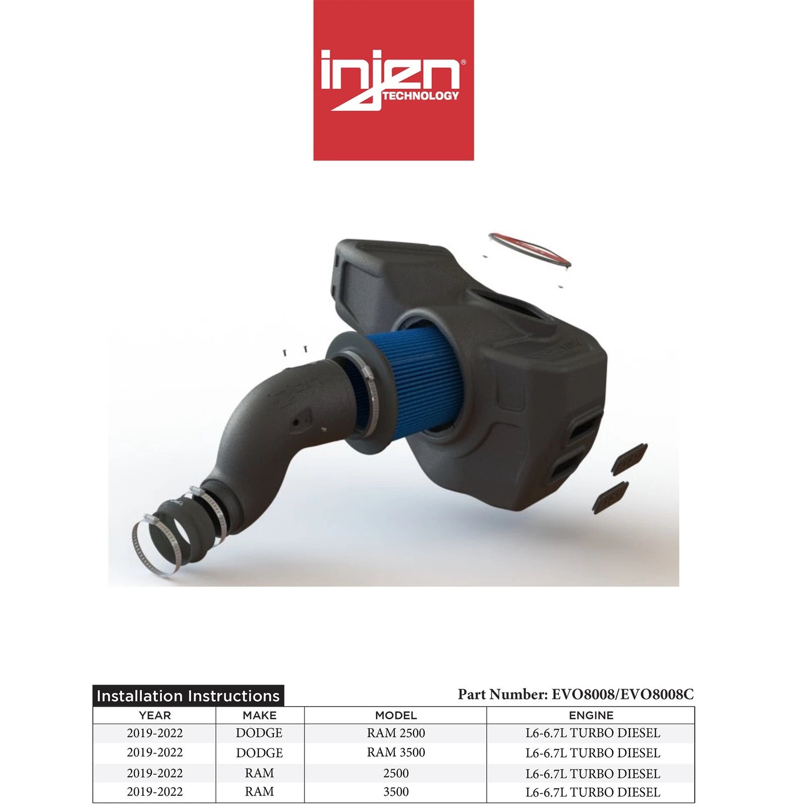 Injen Evolution Intake | Dodge Ram 2500/3500 (19-26) (EVO8008C)