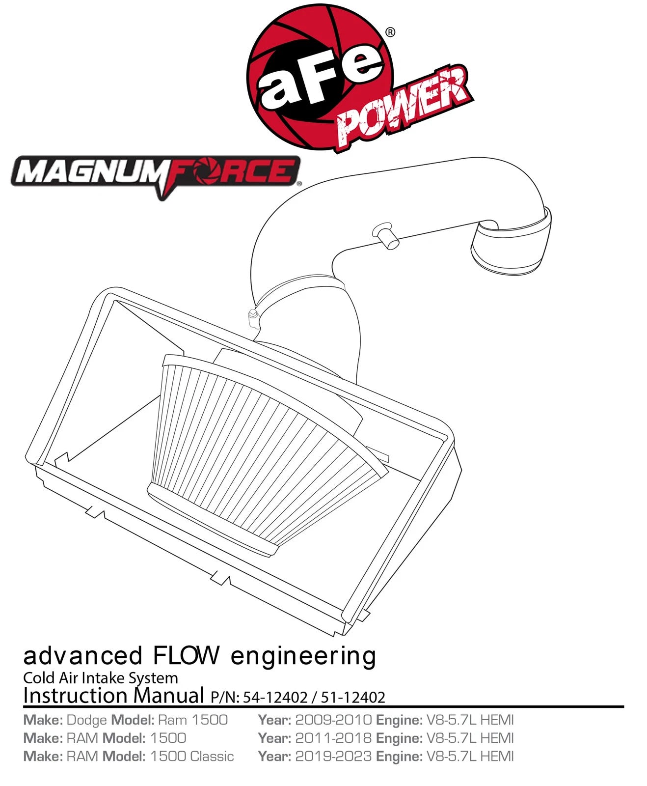 aFe Magnum FORCE Stage-2 CAI w/ Pro 5R Filter Dodge Ram 09-24 (54-12402)