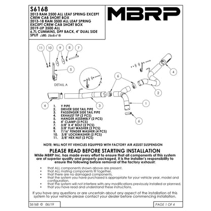 MBRP 4in Dual Filter Back Exhaust | Dodge 2500/3500 Cummins (S6168AL)