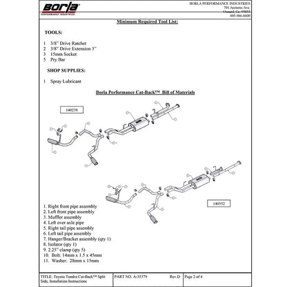 Borla Cat-Back Exhaust System - Touring | Multiple Fitments (140332)