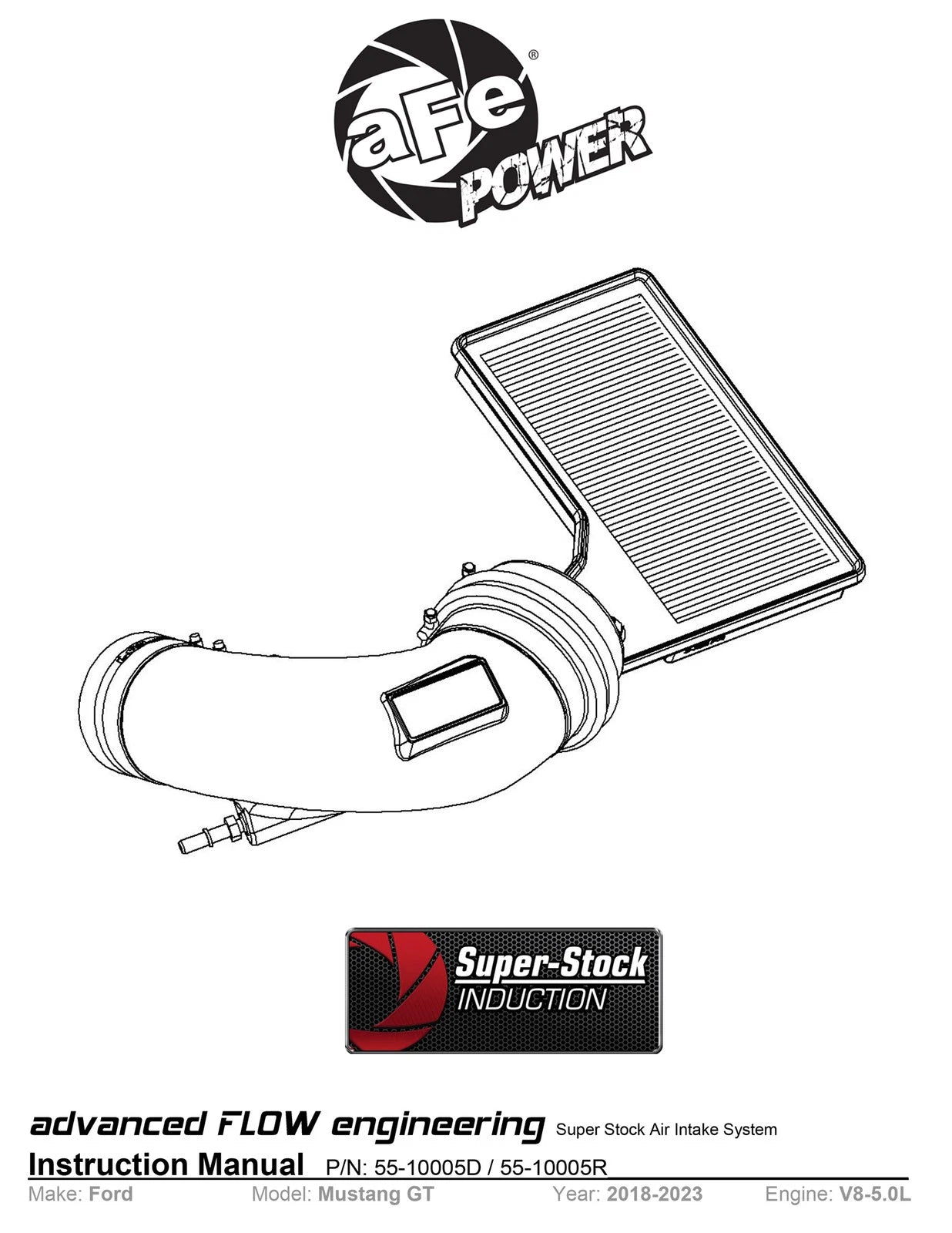 aFe Super Stock Induction System | Ford Mustang V8-5.0L (18-20) (55-10005D)