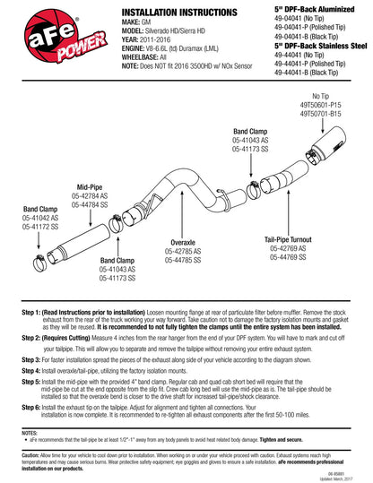 aFe Atlas 5in DPF-Back SS Exhaust | GM Diesel Trucks V8-6.6L LML (49-04041-P)