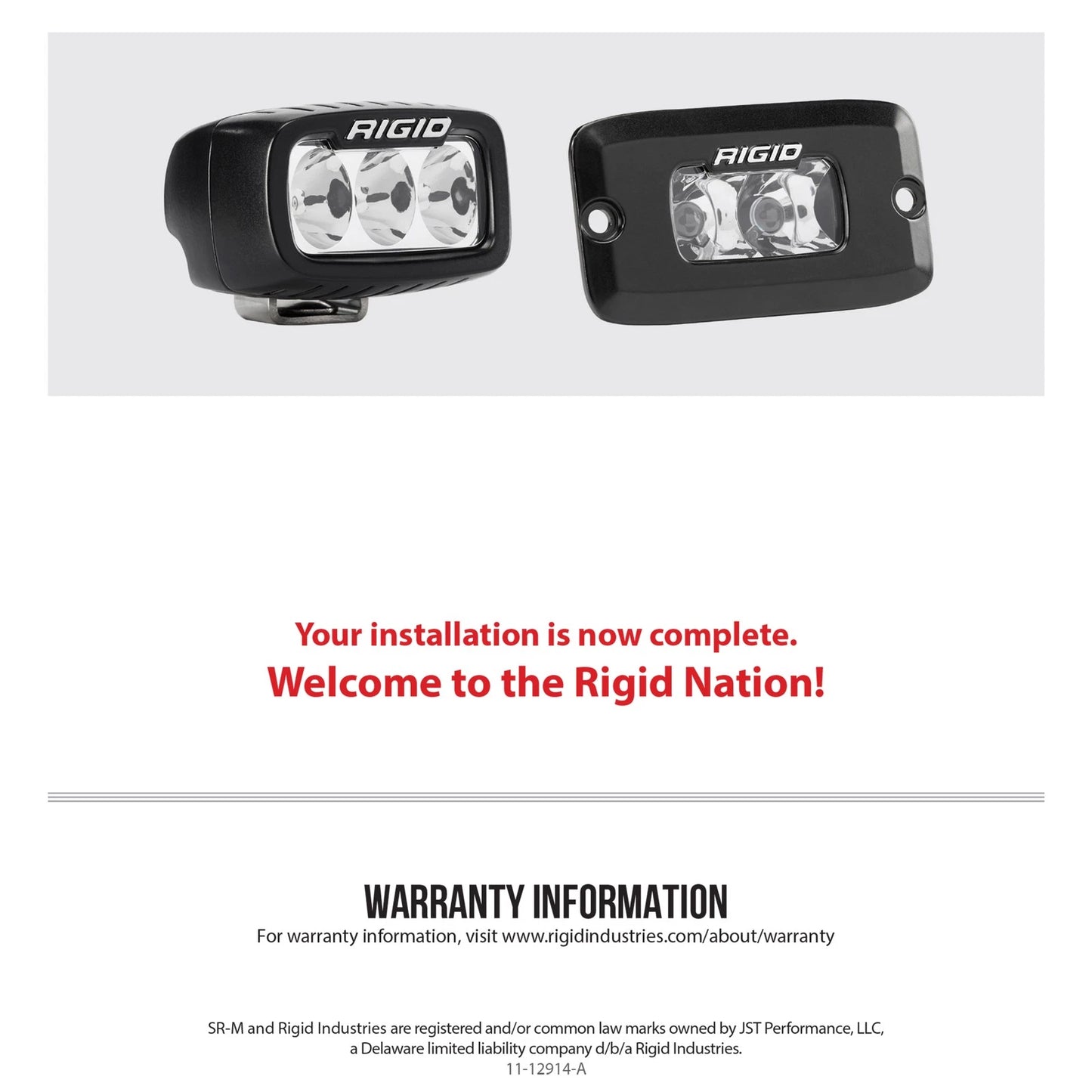 Rigid SR-M Series Pro LED Light | Flood Diffused / Flush / Black Housing (RIG922513)