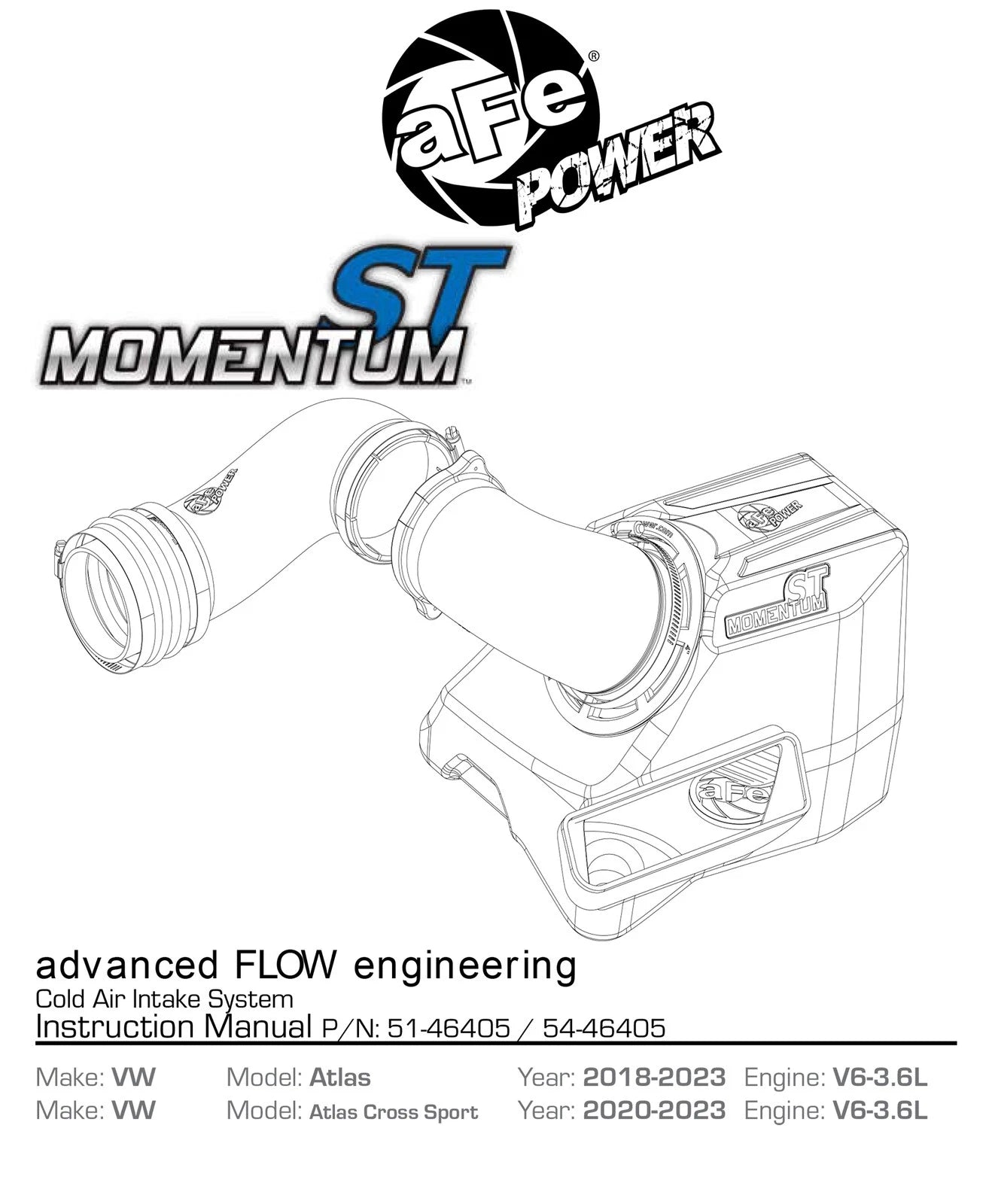 aFe Momentum ST Pro 5R Cold Air Intake | Volkswagen Atlas V6 3.6L 2018 (54-46405)