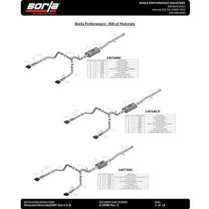 Borla Cat-Back Exhaust System - Touring | Multiple Fitments (140780)