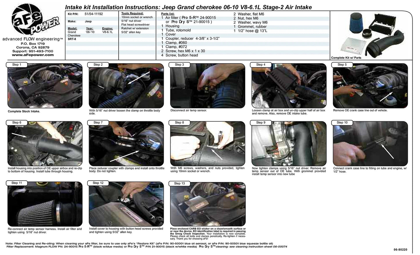 aFe Magnum FORCE Stage-2 Cold Air Intake | Jeep GC SRT8 (06-10) V8-6.1L (54-11192)