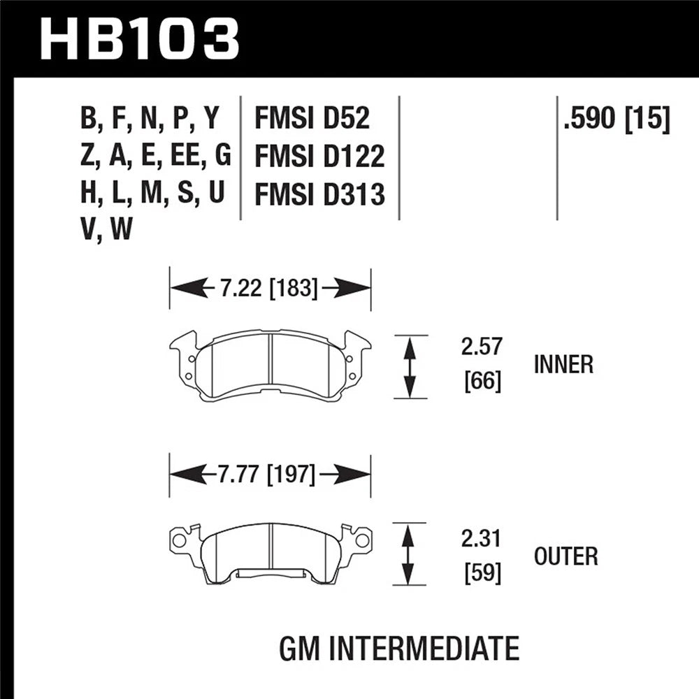 Hawk Performance Street Brake Pads (HB103F.590)