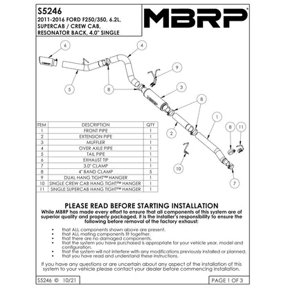 MBRP 4in Cat Back Single Side T409 | Ford F-250/350/450 11-16 (S5246409)