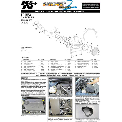 K&N Performance Intake Kit | Chrysler 200 3.6L V6 (15-16) (57-1572)