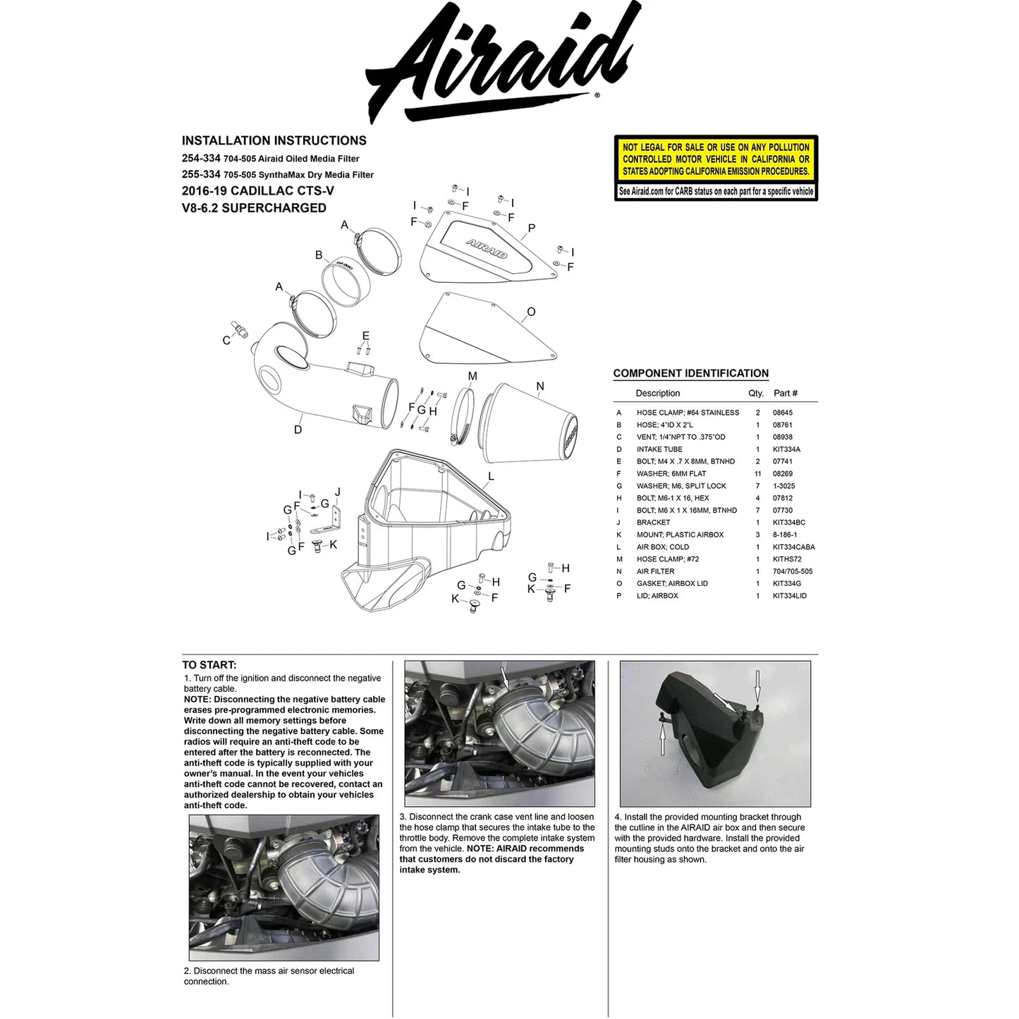 Airaid Cold Air Dam Air Intake System | Cadillac CTS-V (16-19) (255-334)