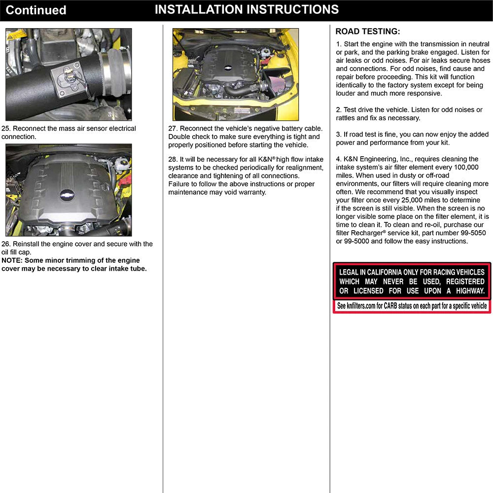 K&N AirCharger Performance Intake | Chevy Camaro 3.6L V6 (63-3075)