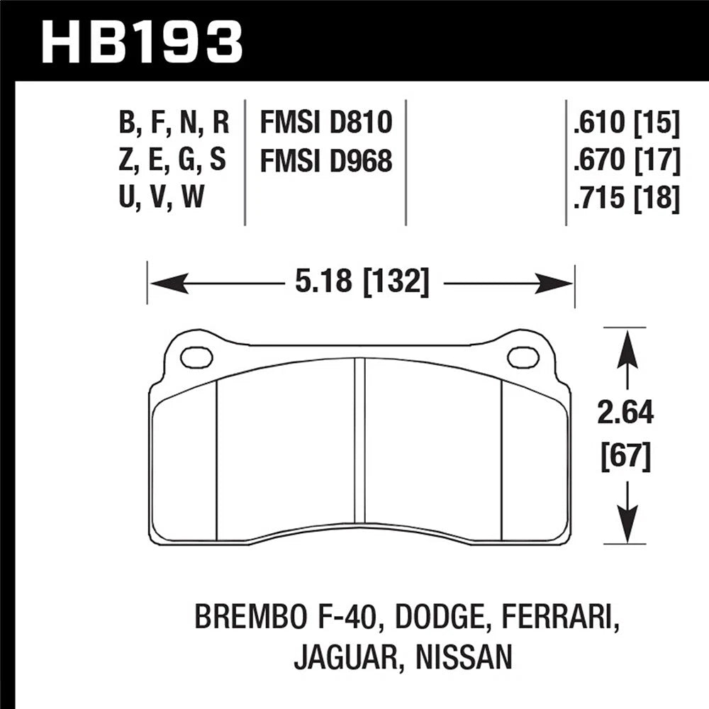 Hawk Performance Rear HPS Brake Pads | Multiple Fitments (HB193F.670)