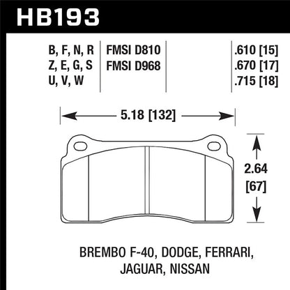 Hawk Performance Rear HPS Brake Pads | Multiple Fitments (HB193F.670)
