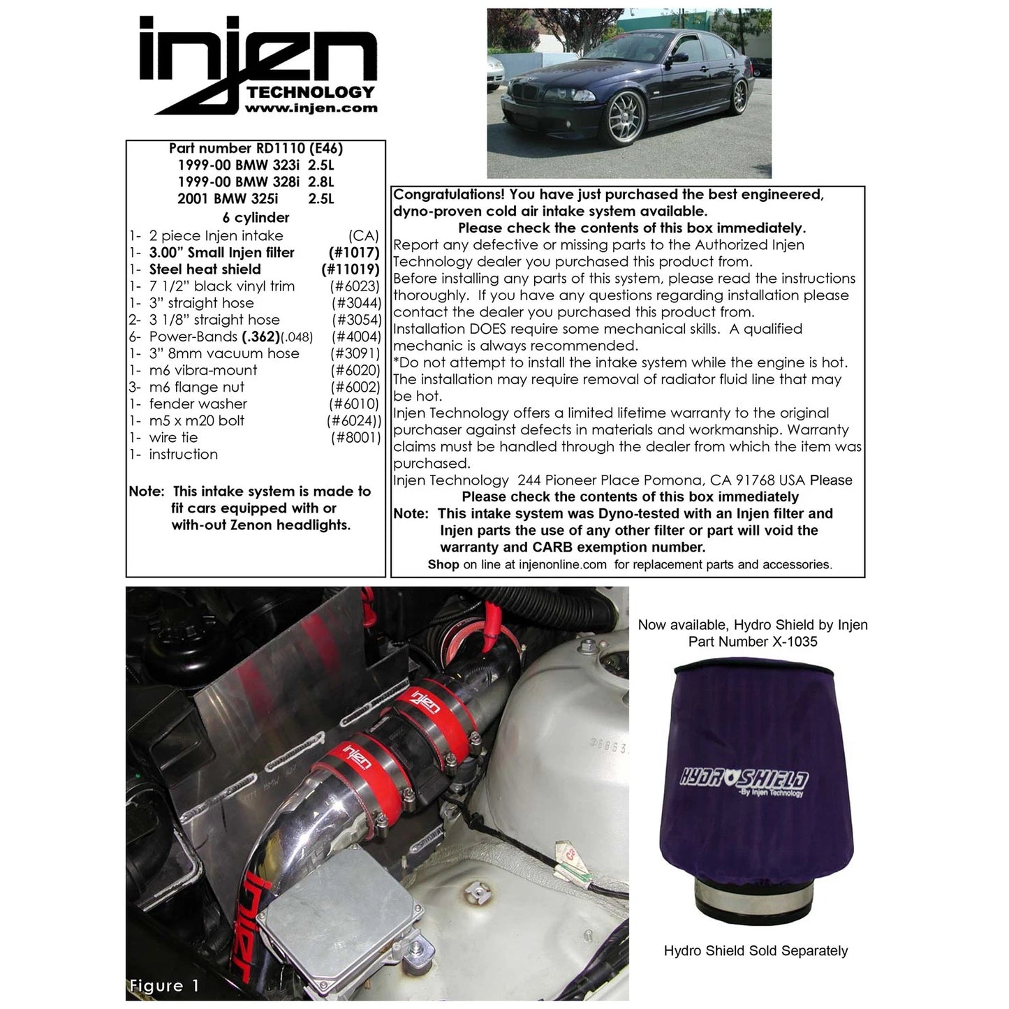 Injen Cold Air Intake System | 1999 - 2000 BMW 323i , 2001 BMW 325i & 1999 - 2000 BMW 328i (RD1110)
