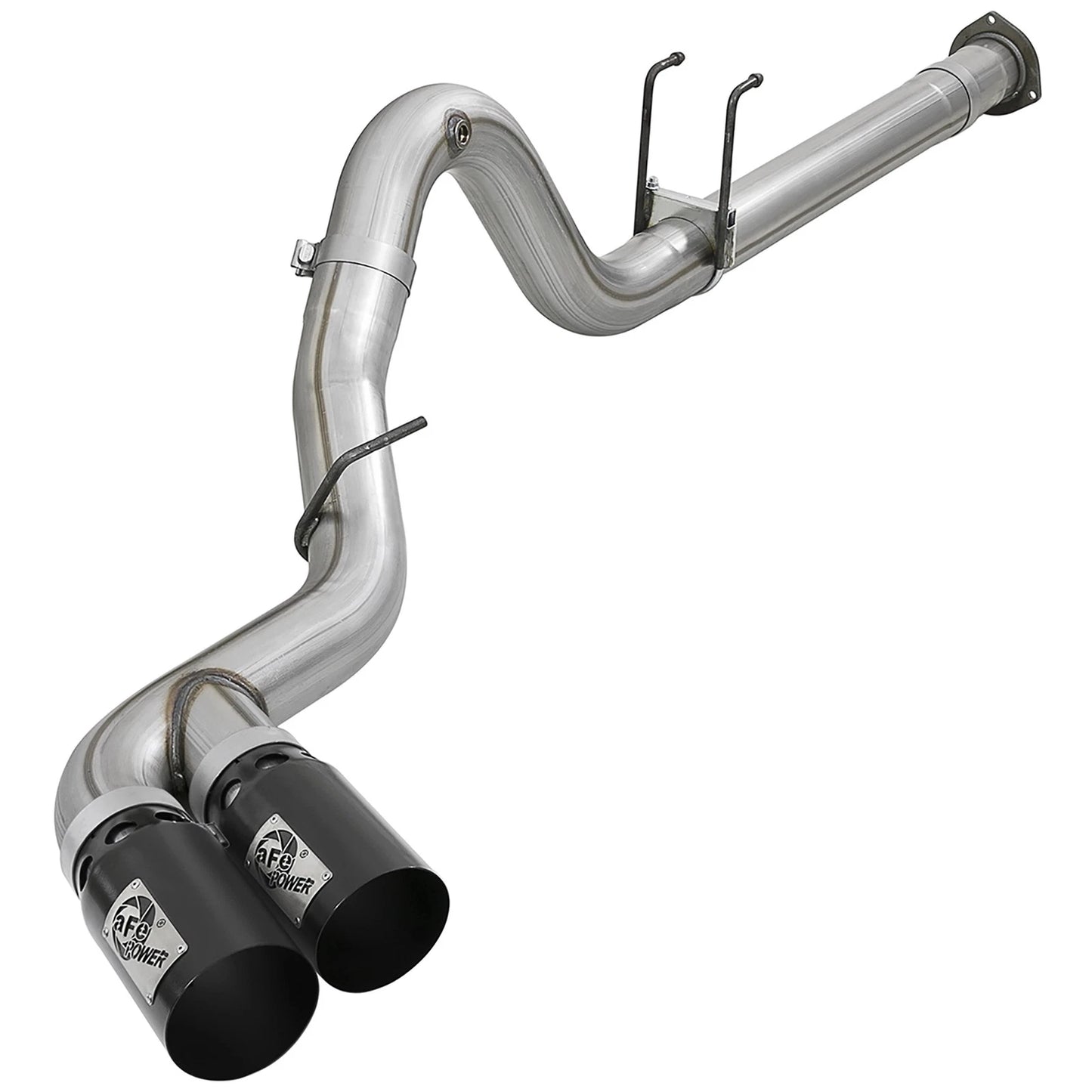 aFe Rebel XD 4in SS DPF-Back Exhaust w/ Dual Black Tips | Ford Diesel V8 6.7L (17-18) (49-43102-B)
