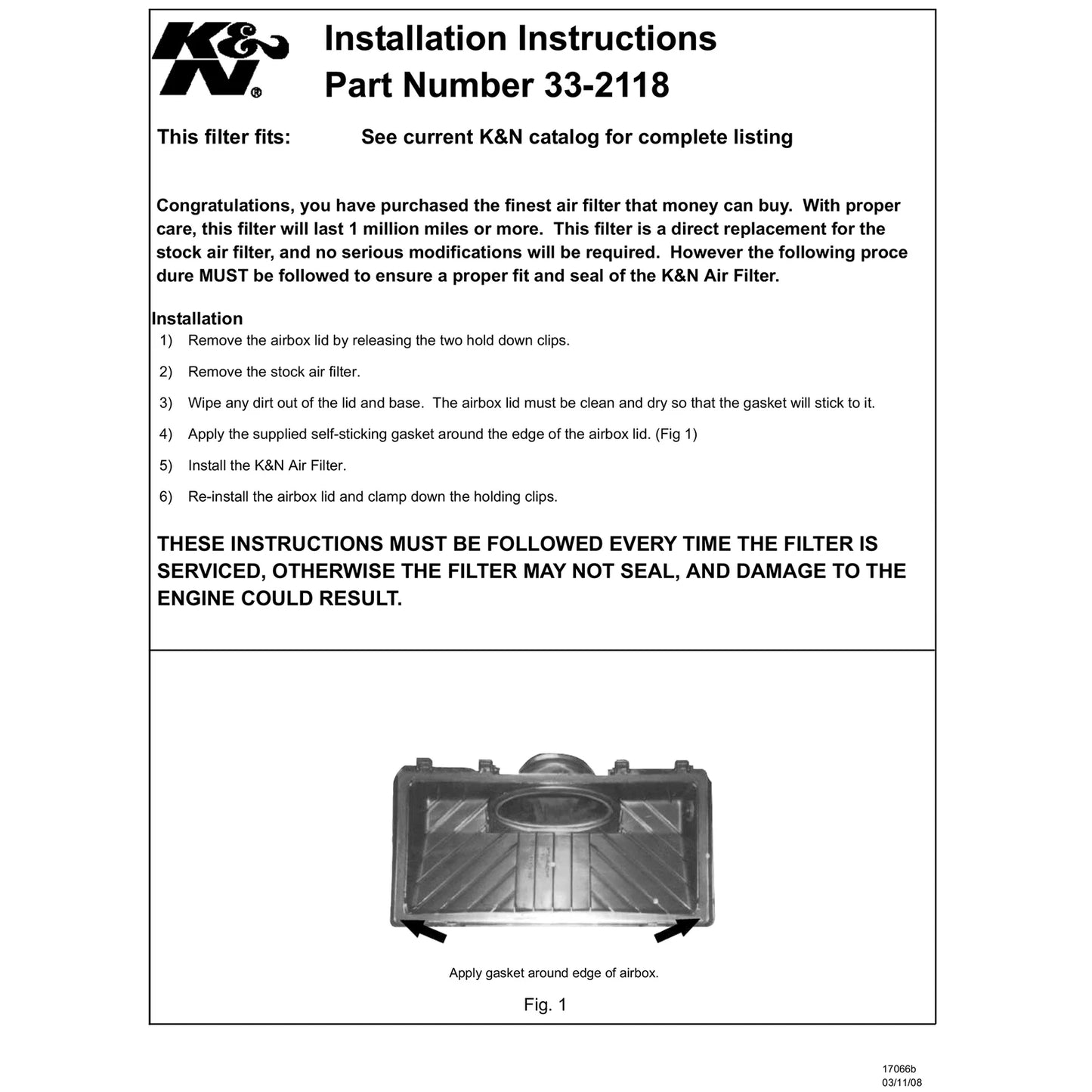 K&N Engineering 3.8L/5.7L Replacement Air Filter | Camaro/Firebird (98-02) (33-2118)