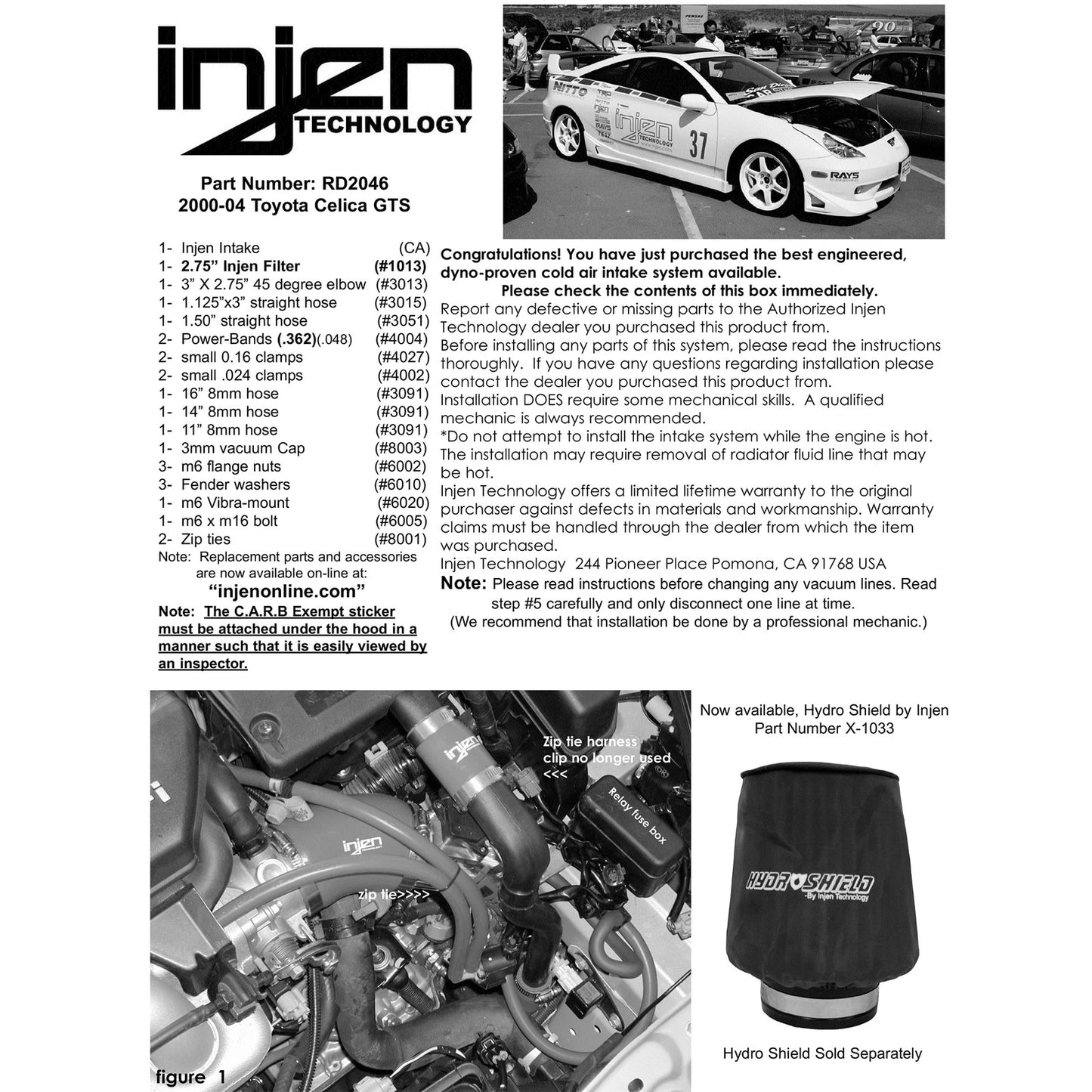 Injen Polished Cold Air Intake System | Toyota Celica GTS (00-03) (RD2046P)