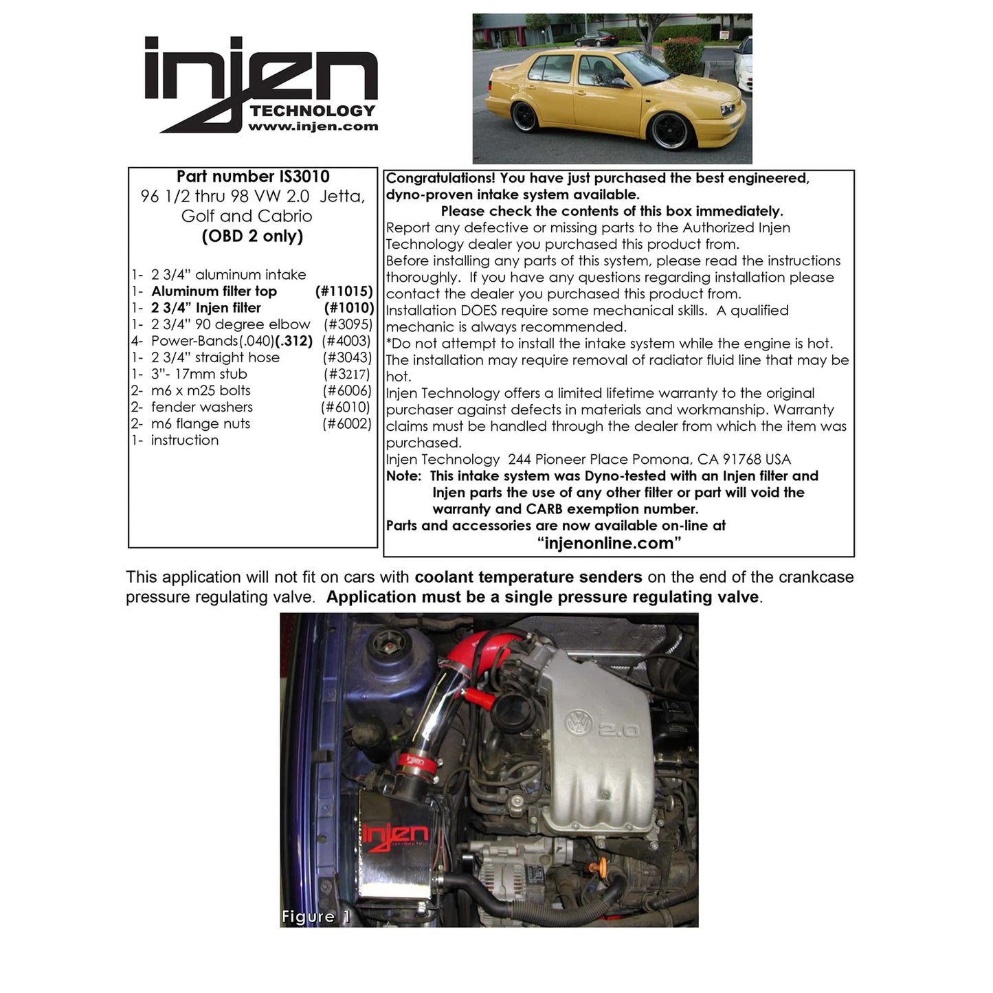 Injen Short Ram CAI | VW Golf/Jetta (96-98) (IS3010P)