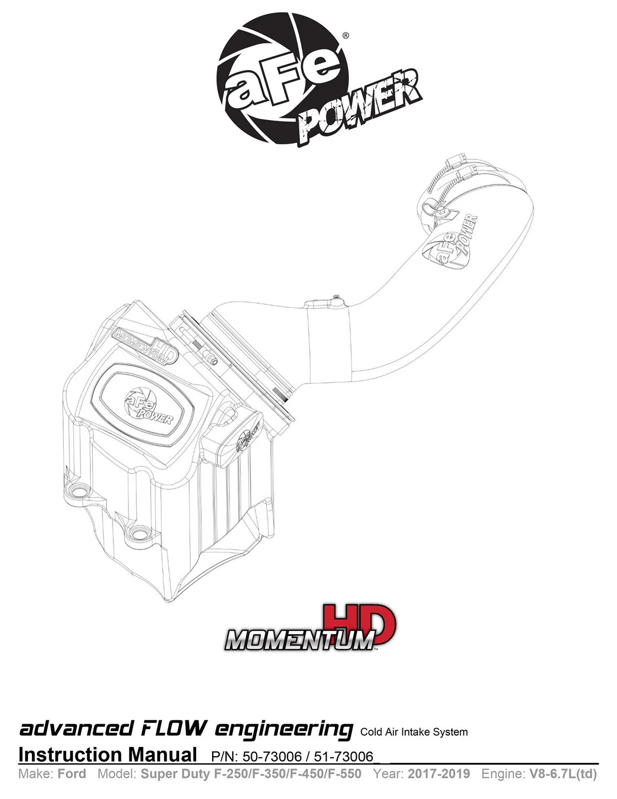 aFe Momentum HD PRO 10R Cold Air Intake | Ford Diesel Trucks V8-6.7L (17) (50-73006)