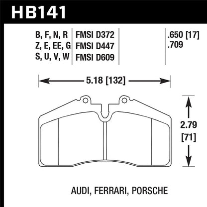 Hawk Performance Rear ST-40 HPS Street Brake Pads | Audi / Porsche (HB141F.650)