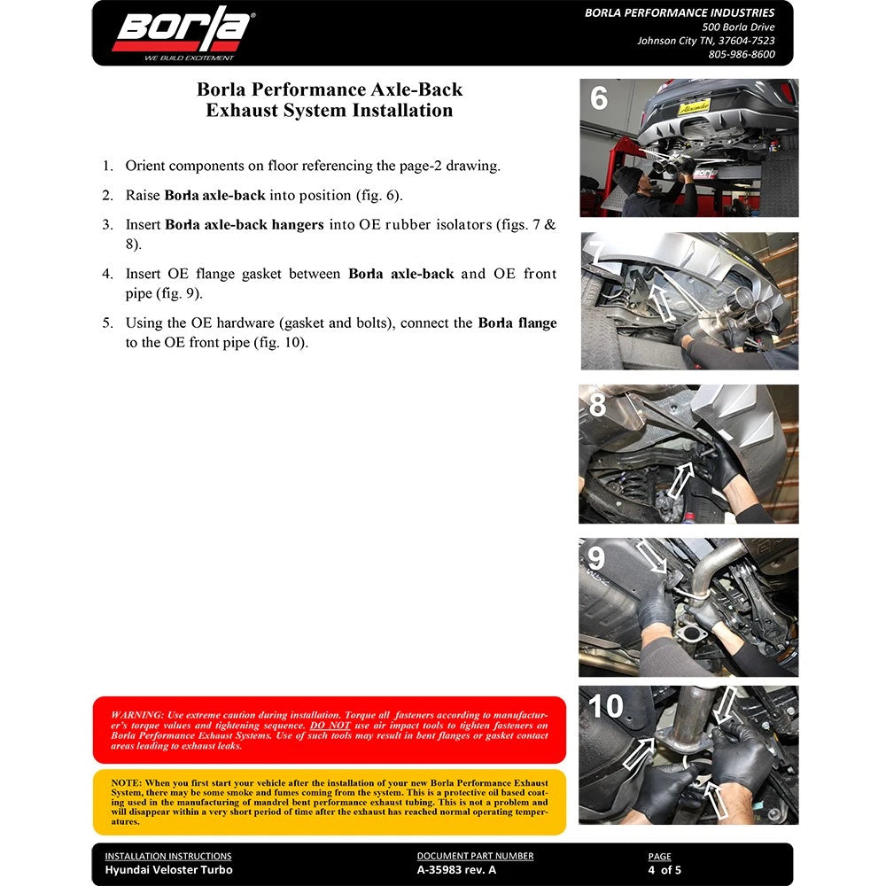 Borla Axle-Back Exhaust System - S-Type | 2019-2021 Hyundai Veloster 1.6L Turbocharged (11959)