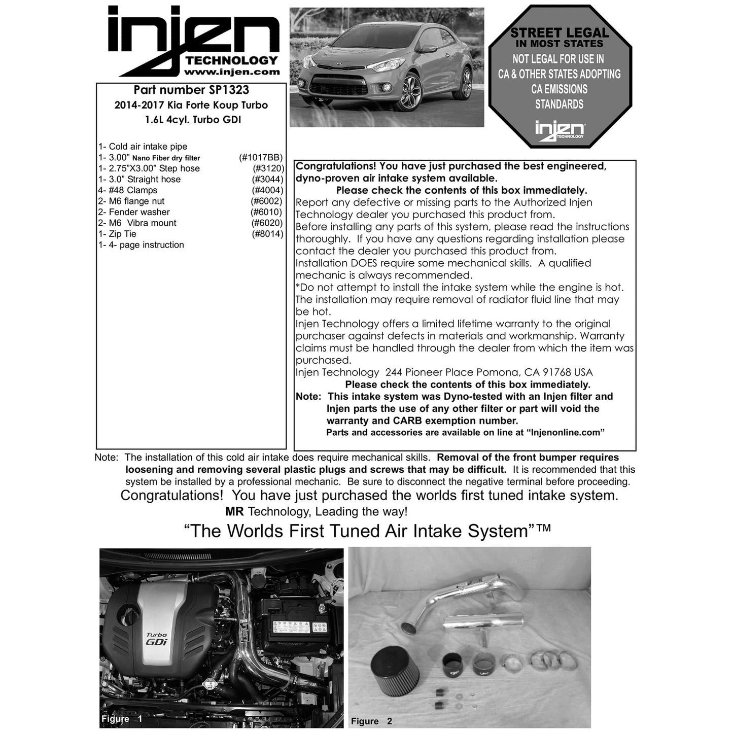 Injen Black Cold Air Intake | Kia Forte Koup (14) (SP1323BLK)