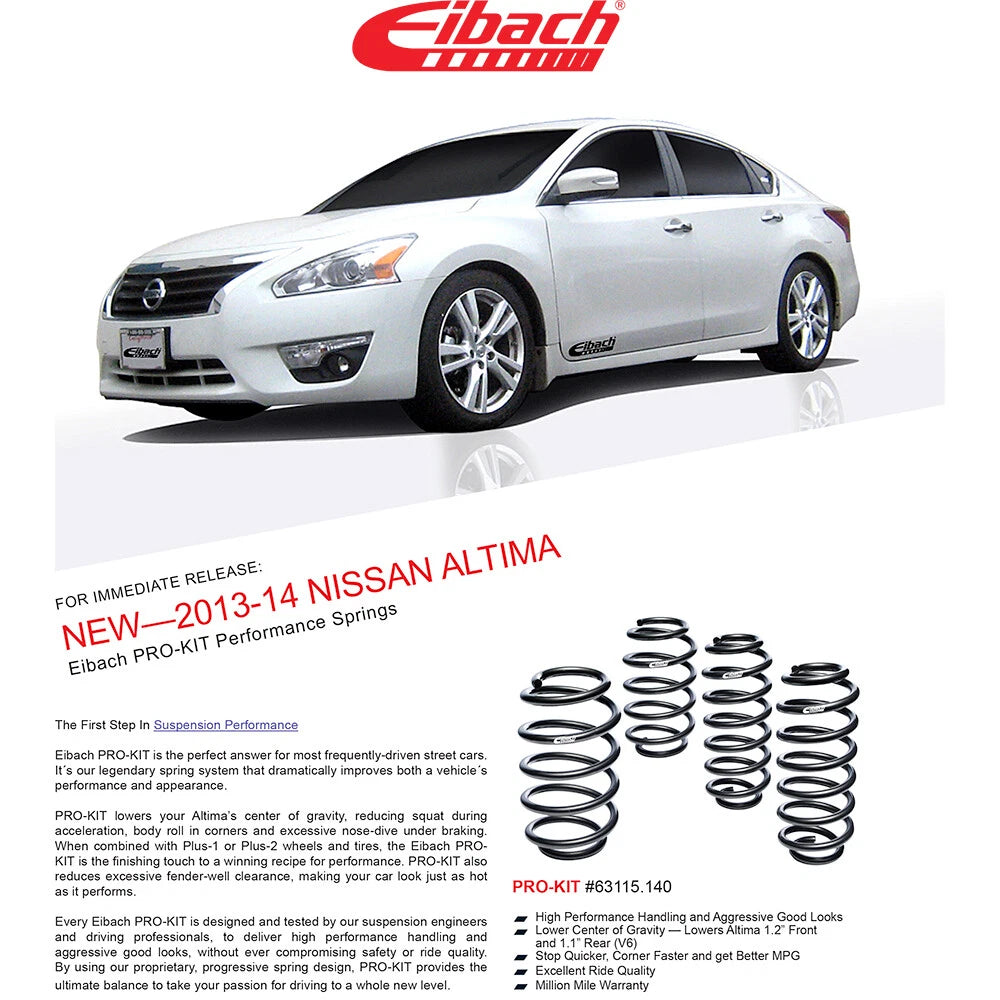 Eibach Front and Rear Coil Spring Lowering Kit (Set of 4) for 2016-2018 Nissan Maxima