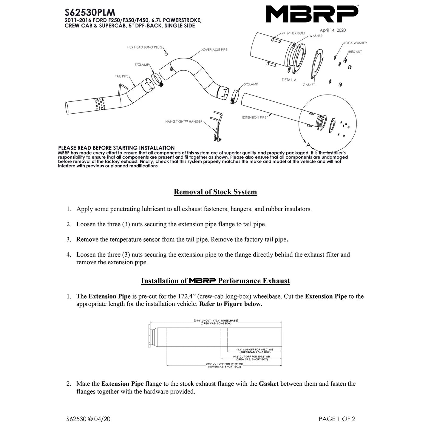 MBRP 5in Filter Back Exhaust | Ford F-250/350/450 99-16 (S62530PLM)