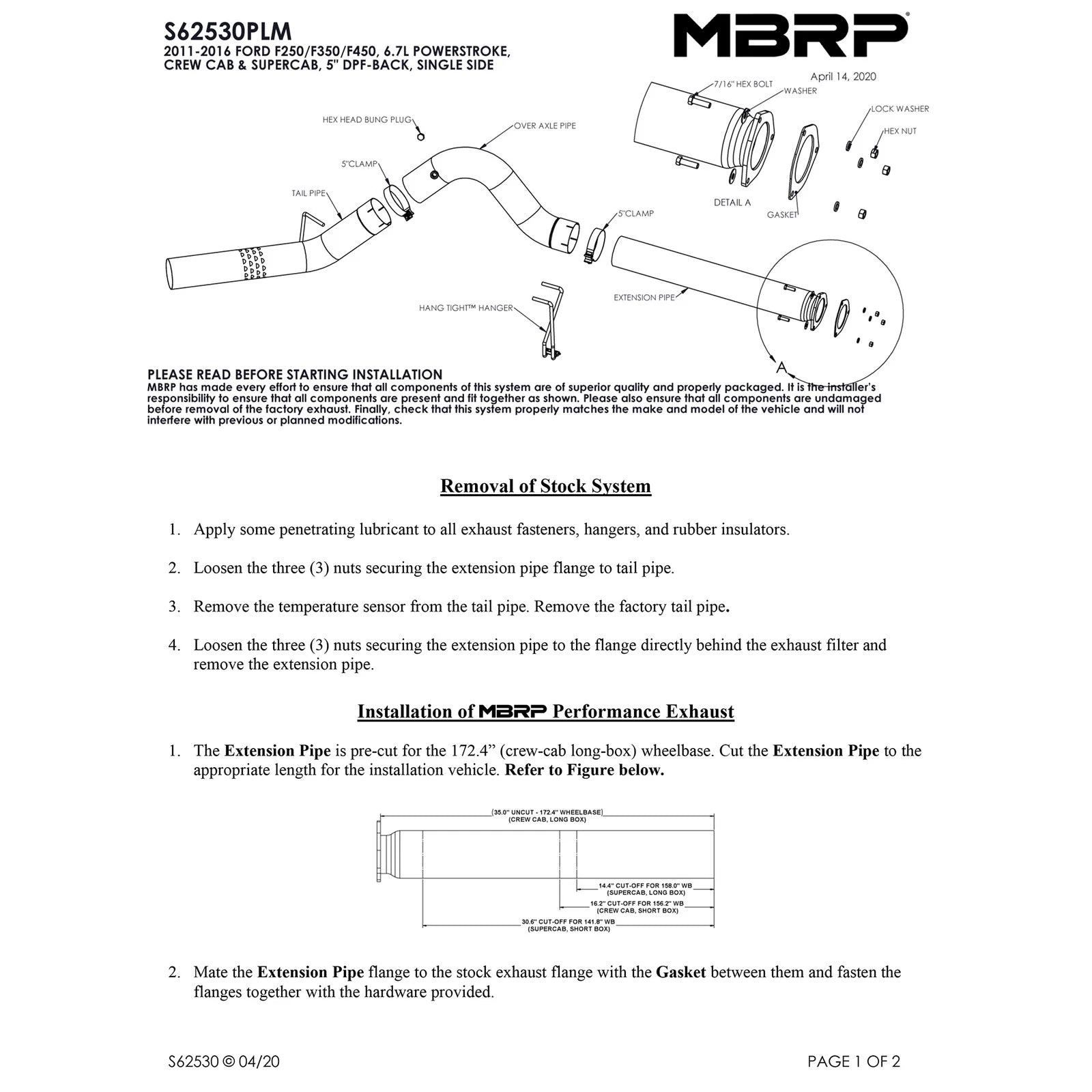 MBRP 5in Filter Back Exhaust | Ford F-250/350/450 99-16 (S62530PLM)