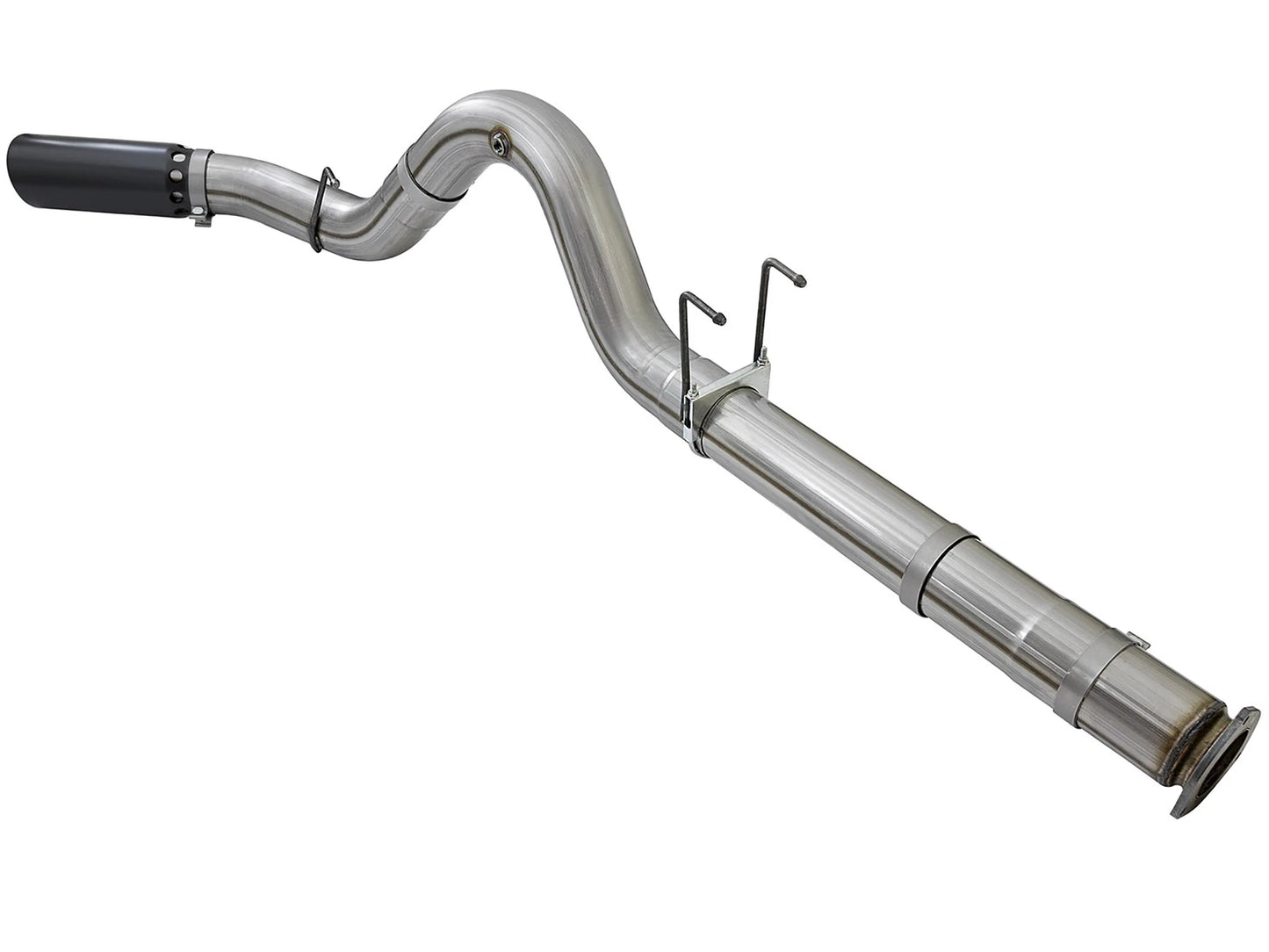 aFe Large Bore HD 5in 409 SS DPF Back Exhaust w/ Black Tip | Ford Diesel Trucks V8 6.7L (49-43090-B)
