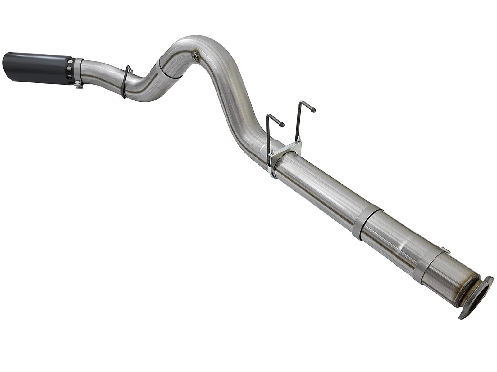 aFe Large Bore HD 5in 409 SS DPF Back Exhaust w/ Black Tip | Ford Diesel Trucks V8 6.7L (49-43090-B)