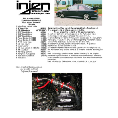 Injen Cold Air Intake System | 1996 - 1998 Nissan 200SX & 1998 - 1999 Nissan Sentra (RD1964)