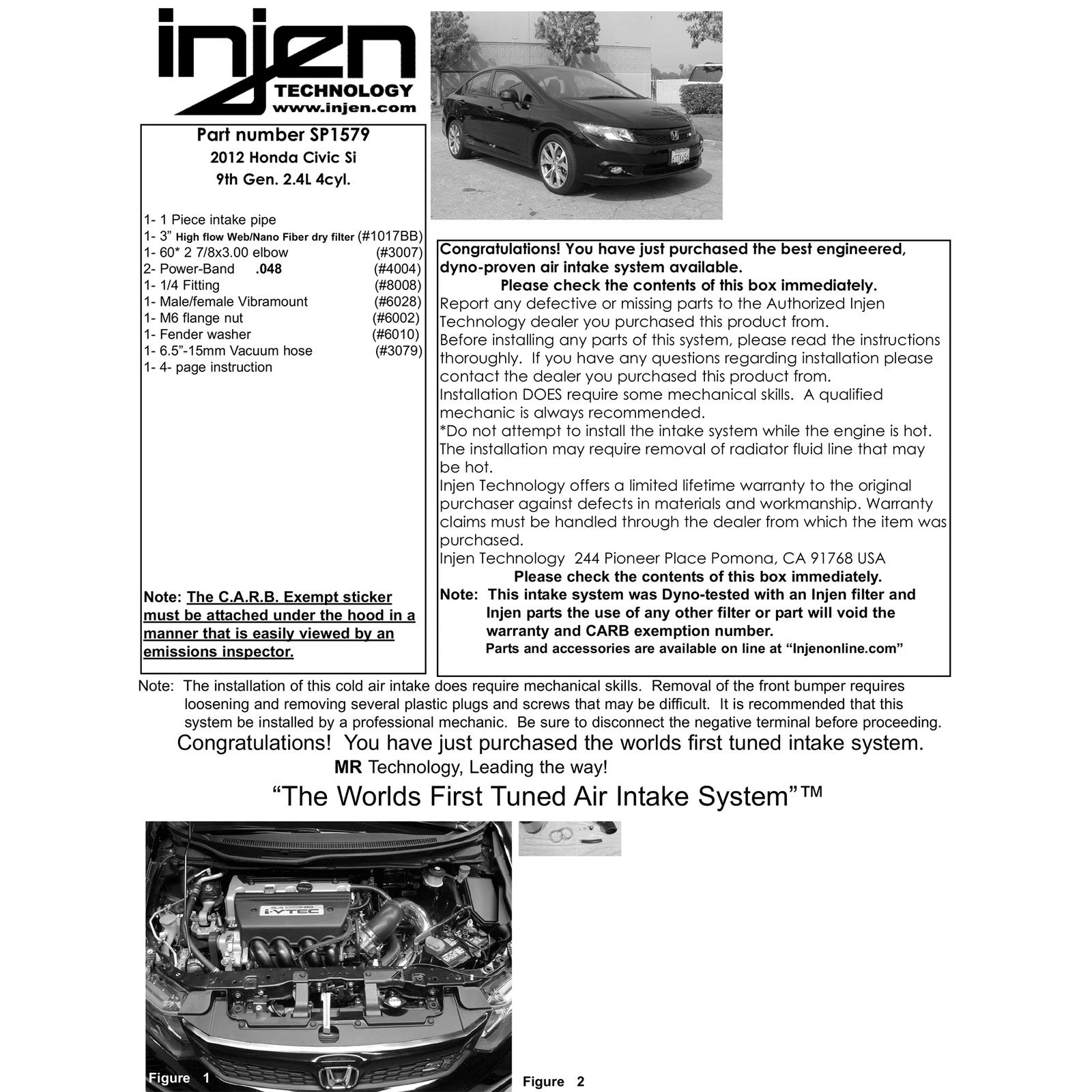 Injen Polished Short Ram Air Intake | Honda Civic Si 12-13 (SP1579P)