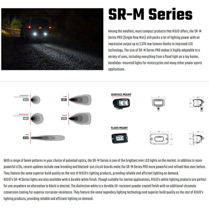 Rigid SR-M Series Pro LED Light | Flood / Surface / Black Housing (RIG902113)