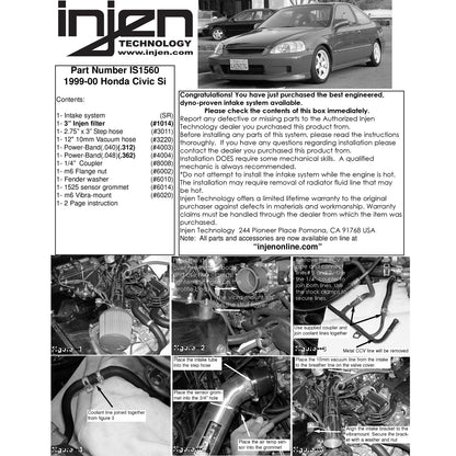 Injen Polished Short Ram Cold Air Intake System | Honda Civic Si (99-00) (IS1560P)