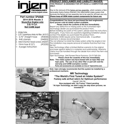 Injen 13-18 Mazda 3 2.0L 4cyl Black Short Ram Intake | Ford Focus (05-13) / Mazda 3 (13-19) (SP6068BLK)