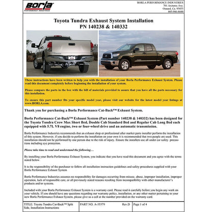 Borla Cat-Back Exhaust System - Touring | Multiple Fitments (140332)