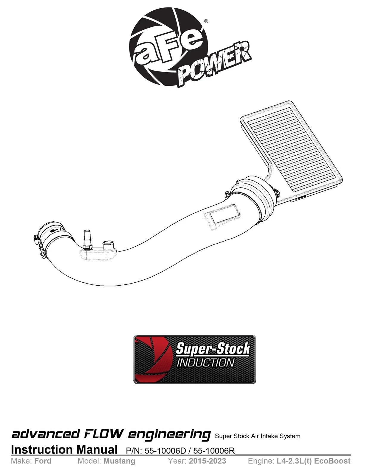 aFe Super Stock Pro Dry S Induction System | Ford Mustang L4-2.3L (15-20) (55-10006D)