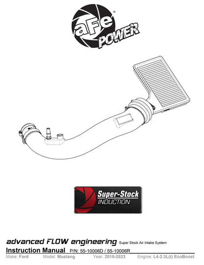 aFe Super Stock Pro Dry S Induction System | Ford Mustang L4-2.3L (15-20) (55-10006D)